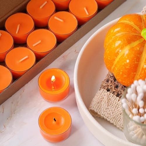 Autumn Candles Pumpkin Cinnamon Scented Tealights 14 Pack, Tea Lights