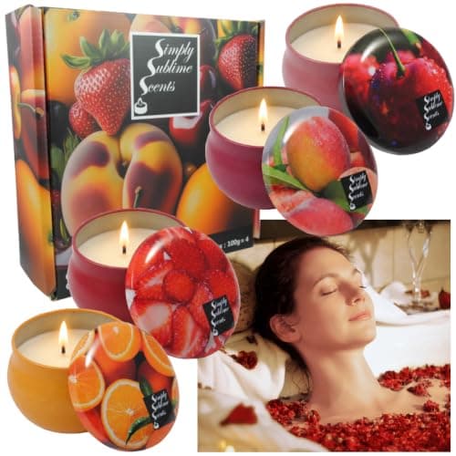SIMPLY SUBLIME SCENTS - Luxury Scented Candle Gift Set - Soy Wax - Fruit
