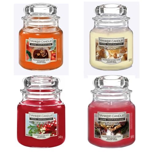 Yankee Candle Festive Warm Winter Small Jar Gift Set | Set of 4 | Glistening Christmas, Cinnamon Delight, Mistletoe Charm & Chocolate Orange – Festive Home Fragrance Collection