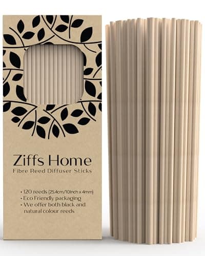 Ziffs Home® 120 Natural Fibre Reed Diffuser Sticks - 25.4cm/10Inch x 4mm - Thick Diffuser Reeds