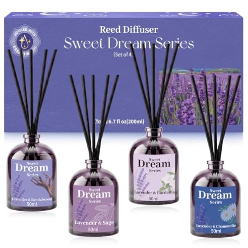SCENTORINI Lavender Reed Diffuser Gift Set 4 Pack Home Fragrance 24 Sticks