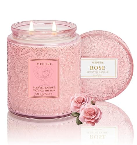 Mepure Rose Scented Candle, 210g Soy Wax Candle, Gifts for Women