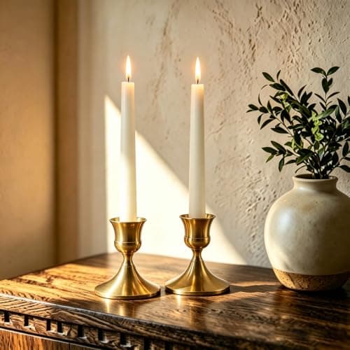 AUMAYCO Set of 2 Brass Gold Candle Holders, Vintage Gold Candle Sticks Holder, Elegant Candlestick Holders for Table Centerpieces Wedding, Dining Table, Home Decor