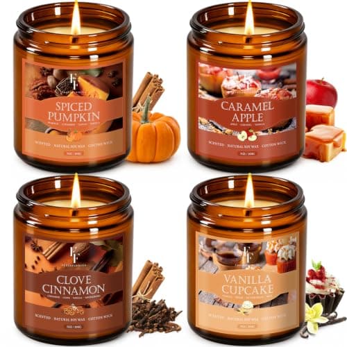 FF FRAGRFLOWING Autumn Candle, 4-Pack Soy Wax Scented Candles