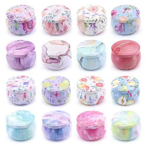 Gearific 16 Pack Candle Jars for Making Candles, 4 oz Candle Making Jars, Empty Metal Tins Container with Lids for Dry Storage Spices, Candy, Party Favors, Wedding, and Gifts