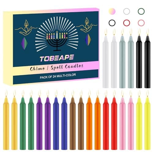 Tobeape 4" Coloured Spell Chime Candles 24 pcs, Unscented Mini Taper Candle