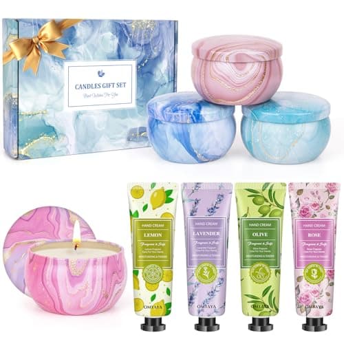 Candles Gifts for Women - Scented Candles Set & Hand Cream Lotion Set (8 Pack), Ideal For Birthday, Teacher Appreciation, Christmas Gifts Stocking Stuffers for Women, Friends, Coworker
