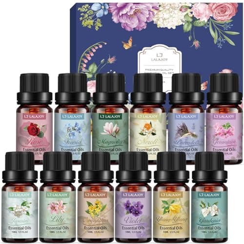 Floral Essential Oils Set, Fragrance Oils Gift Set 12 x 10 ml Pure Natural