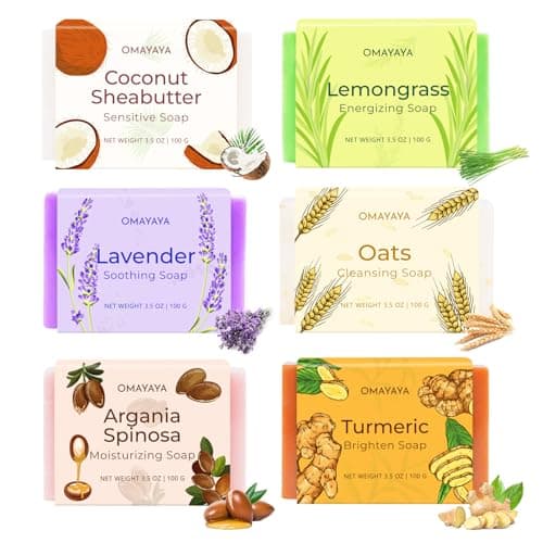 6Pcs Natural Soap Bars for Women & Men, Handmade Soap Set, Gentle Cleanse Moisturizing Nourishing Skin Bar Soaps for Body & Face, for All Skin Types, Gifts Idea, Gift for Her/Him/Self Care