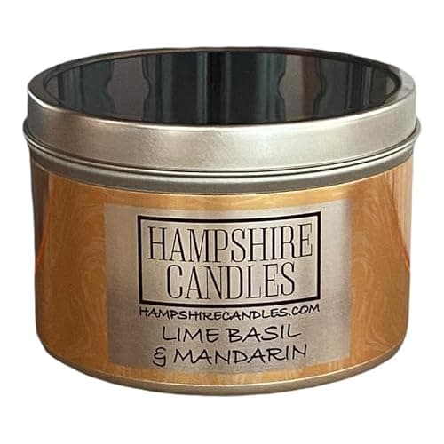 Hampshire Candles Lime Basil and Mandarin Tin Candle | Highly Scented | Soy Wax | Vegan & Cruelty Free | Handmade in UK | Burn Time 35+ Hours