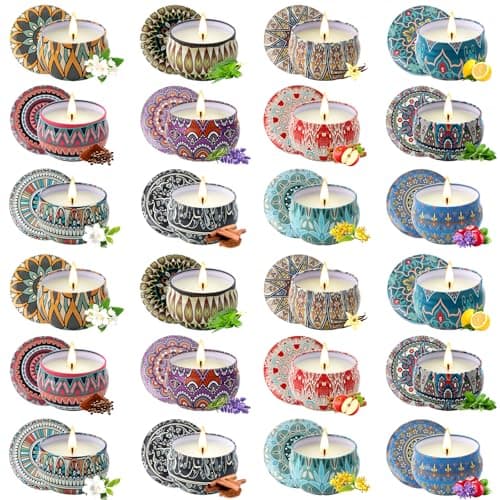 Gifts for Women, Scented Candle Set, Soy Wax 5.65 oz Tin Aromatherapy Candles for Birthday Valentines Gifts with Strongly Fragrance Candles for Relaxing Stress Spa Meditation