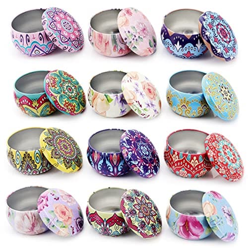 Gearific 12 Pack Mini Candle Tins, 2 oz Empty Metal Containers with Lids