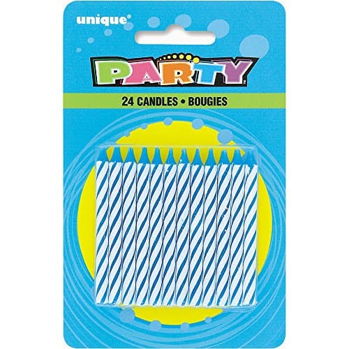 Unique Party 1905BC - Striped Blue Birthday Candles, Pack of 24,6 centimeters