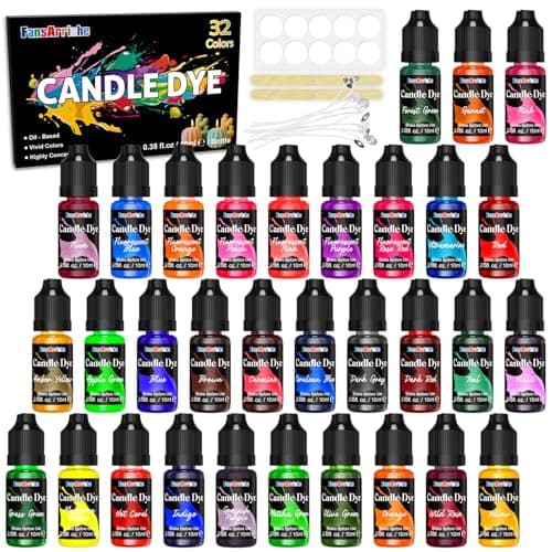 FansArriche Candle Dye - 32 Colors Liquid Oil-Based Dye for Candle Wax
