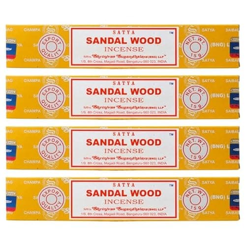 Sandalwood Incense Sticks 15 Grams x 4 Packs | For Meditation, Yoga, Healing, Aromatherapy, Relxation, Spirituality |