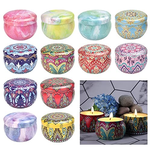 AFASOES 12 Pcs Metal Candle Tins, 2.5 oz Empty Candle Jars