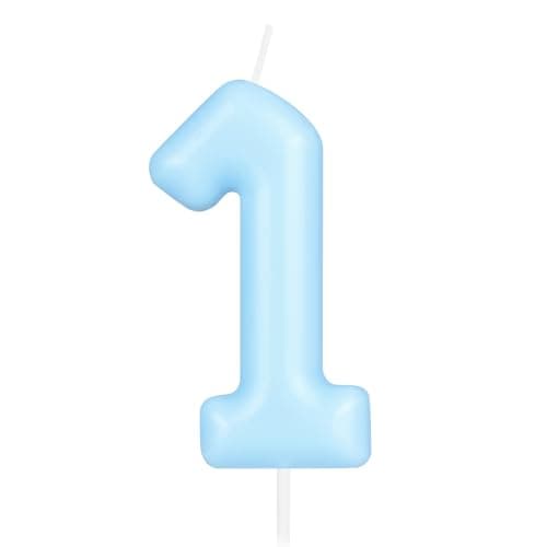Macaron Blue First Birthday Candle
