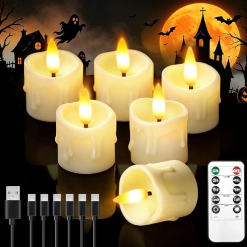 NABORYX 6 Pack Small Rechargeable Flameless Candles with Remote Timer