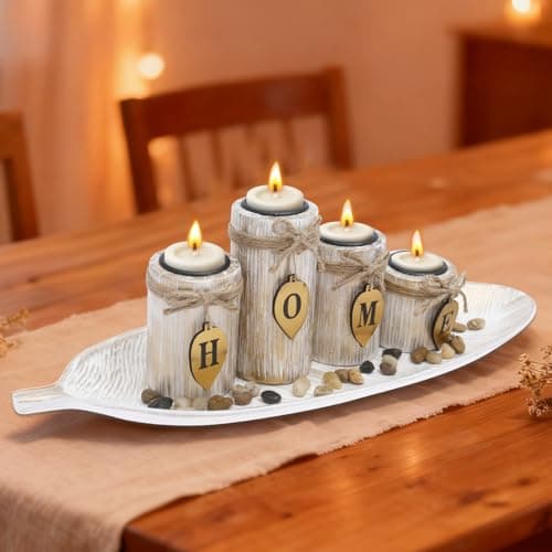 Concrete-Effect Candle Containers, Set of 4