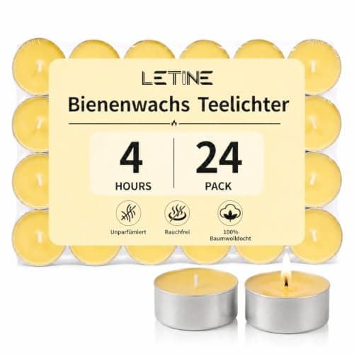 Plastic-Free Beeswax Tealights, Pack of 24