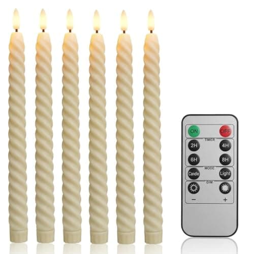 6PC LED Taper Candles, 10Inch Flickering