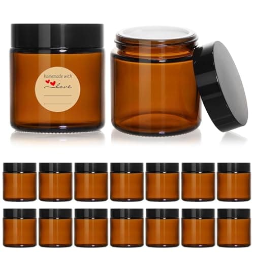Amber Glass Candle Jars, Pack of 6