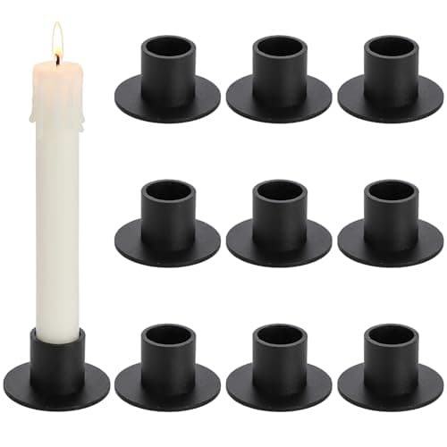 Black Iron Taper Candle Holders, Pair